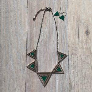 TRIANGLE NECKLACE & EARRING SET ✨ GREEN OR ORANGE
